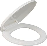 BARGAIN FACTORY White Soft Close Heavy Duty Toilet Seat Adjustable Hinges Oval view 3