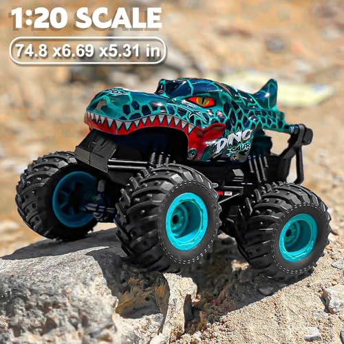 Remote Control Monster Car, 2.4GHz All Terrain Remote Control Monster Truck, سيارات اطفال, Dinosaur Monster Car, Spray Music Monster Truck for Boys 4-7 8-12 and Girls Birthday Gift For Boys and Girls