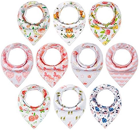 10-Pack Baby Bandana Drool Bibs for Girls Drooling Teething Gift Set by MiiYoung