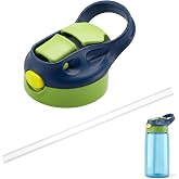 Replacement Lid Compatible with Contigo Water Bottle 14oz, with Straw | Durable Lid Replacement for 14oz Water Bottle, with Convient Handle and Cuttable Straw, Easy to Clean, No-Leakage