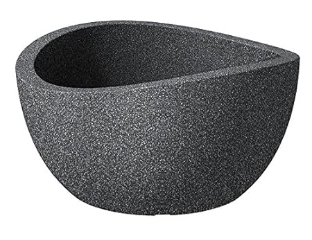Scheurich Wave Globe Bowl, runde Pflanzschale aus Kunststoff, Schwarz-Granit, 40 cm Durchmesser, 21 cm hoch, 12 l Vol.