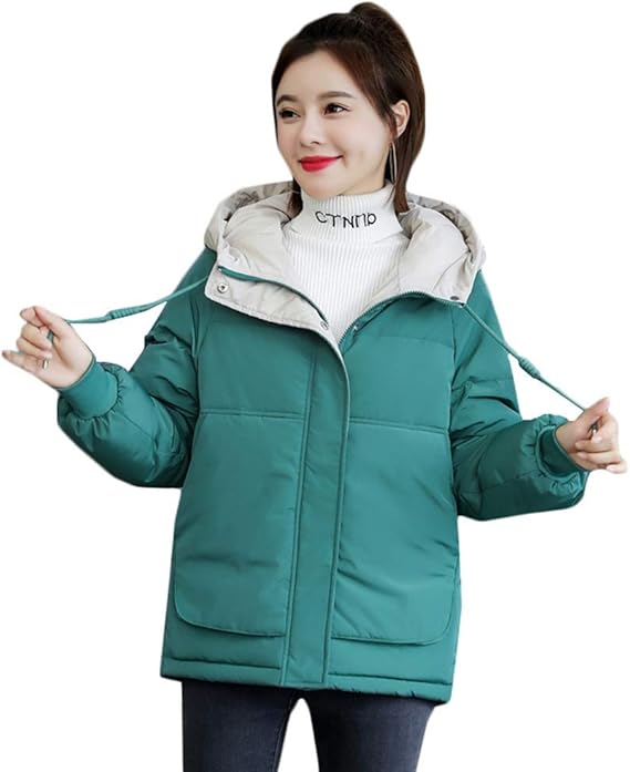 Amazon Bscoolレディース 中綿 ジャケット ショート スリム フード付き 綿入れジャケット 防寒 あったか 韓国ファッション ダウンジャケット 防風 アウター Eグリーン コート ジャケット 通販