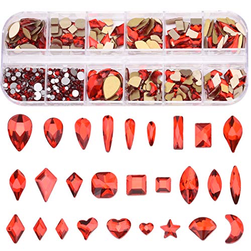 262pcs Flatback Red Nail Art Crystals