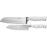 HENCKELS Forged Accent Razor-Sharp 2-pc Santoku Knife Set, White Handle, German Engineered Informed by 100+ Years of Mastery