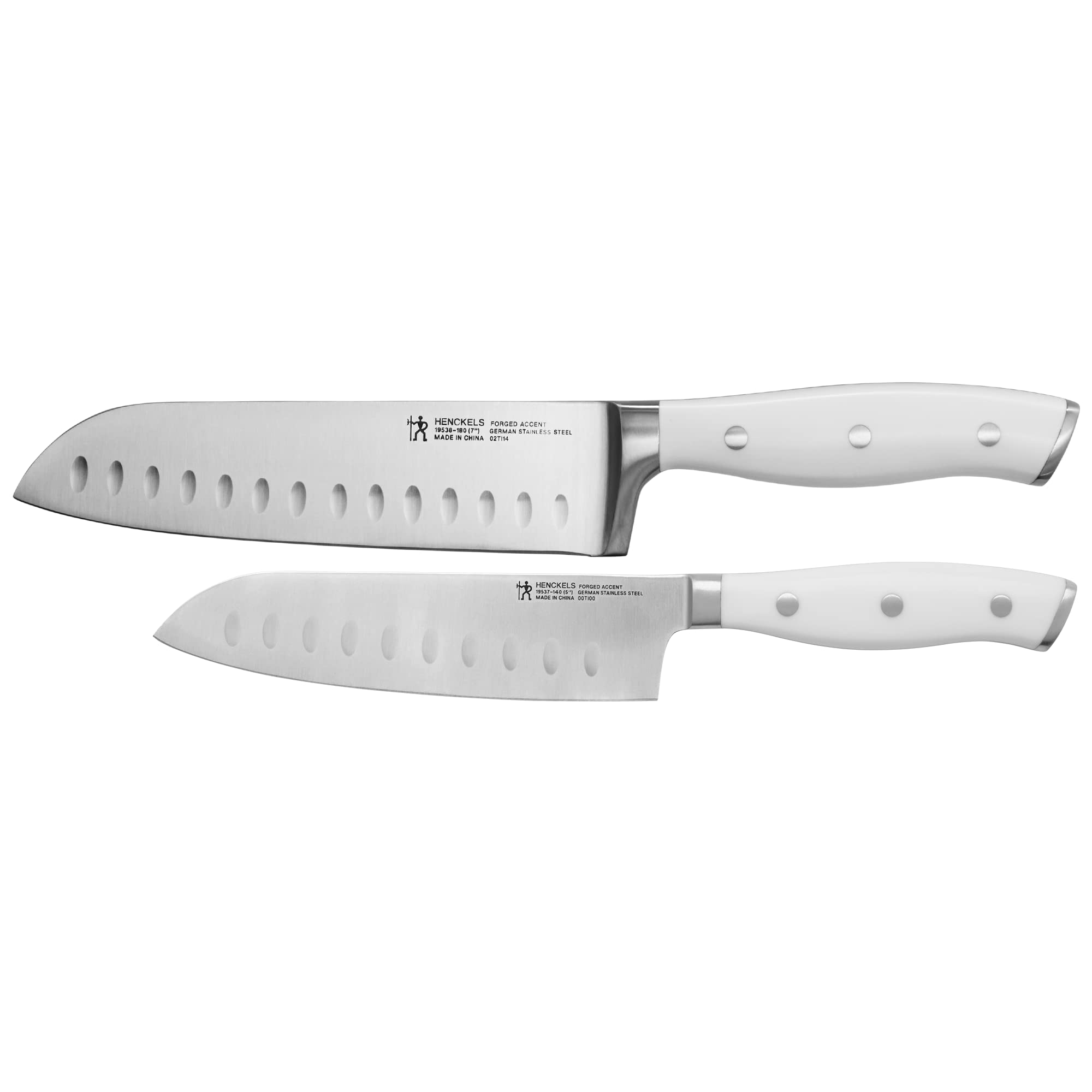 HENCKELS Forged Accent Razor-Sharp 2-pc Santoku Knife Set, White Handle, German Engineered Informed by 100+ Years of Mastery Image