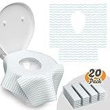 Toilet Seat Covers Disposable – 20 Pack – Waterproof, Ideal for Adults and Kids – Extra Large, Individually Wrapped for Travel, Toddlers Potty Training in Public Restrooms (Waves, 20)