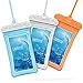 Cambond Floating Waterproof Phone Pouch, 3 Pack Waterproof Phone Case, Transparent PVC Water Proof Cell Phone Pouch Dry Bag with Lanyard for iPhone Xs Max XR X 8 7 6 Plus (White+White+Orange)