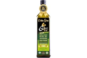Golden Spoon Organic Extra Virgin Olive Oil 1L - Premium Quality - Cold Pressed from Chemlali olives (a traditional Tunisian 