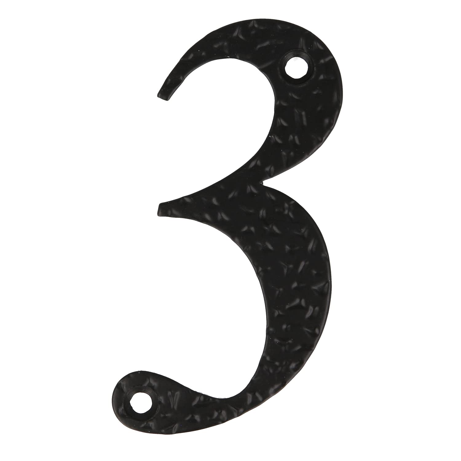 Amig - Number for Houses or Gates - No. 3-100 x 65 mm - for Exterior Walls or Walls of Homes - Made of Steel Finished in Black Epoxy - Forging Style - Includes Studs and Lag Screws