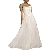 David's Bridal Strapless Satin and Tulle Ball Gown Wedding Dress