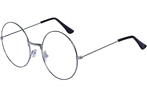 ALVOGIMOR Retro Round Eyeglasses Clear Lens Metal Frame Glasses For Men Women Party Costume Accessories
