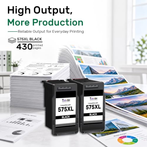 Torvon PG-575XL 575XL Black Cartridges Compatible for Canon 575XL Black PG575XL Cartridges for Canon Pixma TS3550i TS3551i TS3750i TS3751i TS3752i TR4750i TR4751i TR4755i TR4756i (2-575 x-large black)