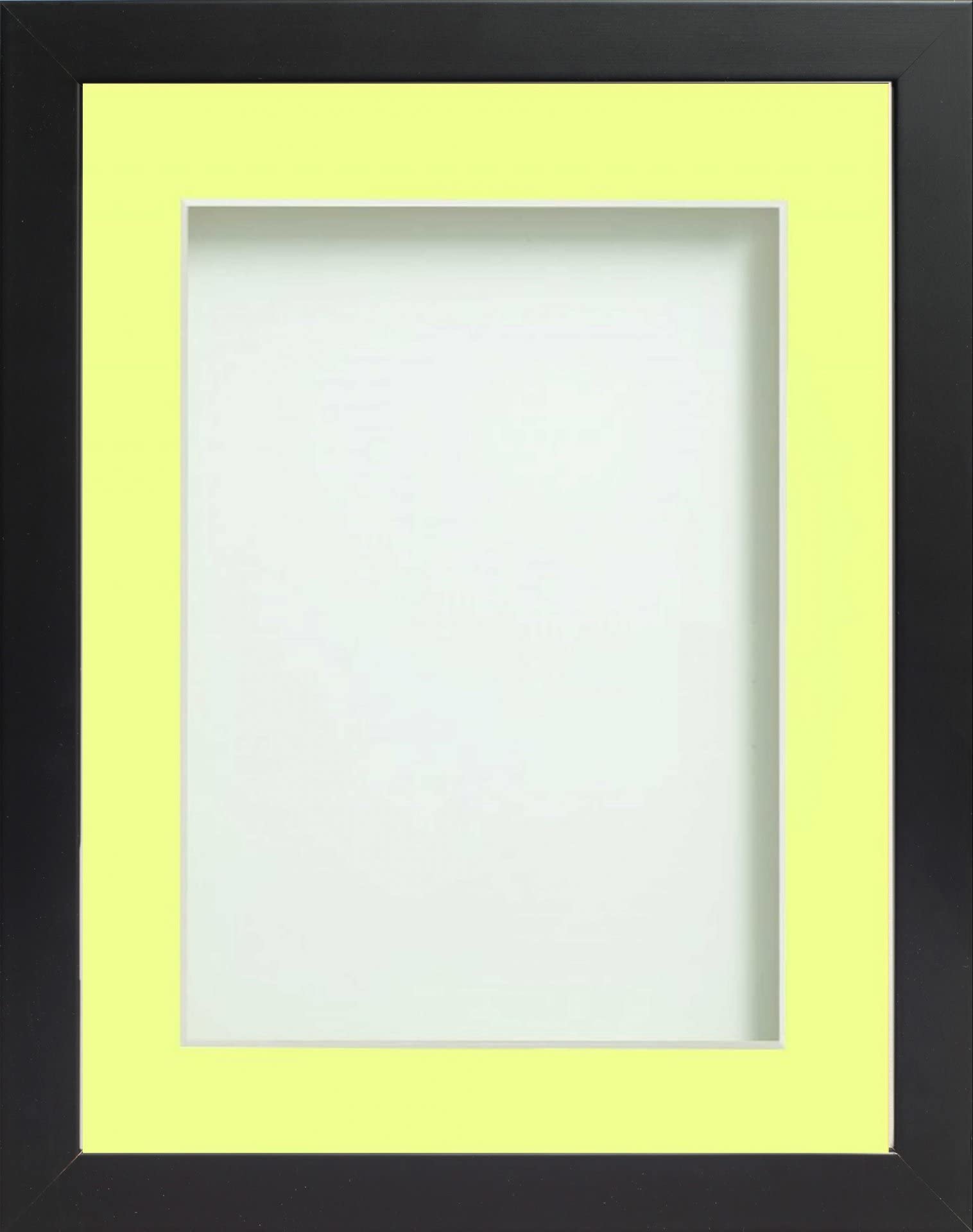 Frame Company Connolly Range Black Wooden Picture Photo Frame with Lemon Bon Bon Mount, 20x16 for pic size 16x12 *Choice of Sizes* Fitted with Real Glass — image 1