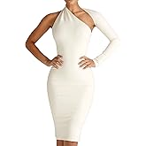 Maketina Womens One Shoulder Backless Long Sleeve Bandage Dresses Club Party Bodycon Dress