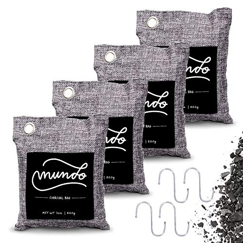 Mundo Bamboo Charcoal Air Purifying Bag 4 PACK(4 x 200g) Powerful Activated Charcoal Bags