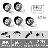 (Set of 5) SDC-8440BC Samsung 720P AHD Bullet Cameras with 60ft Cables Supported on SDH-B3040 and SDH-C5100
