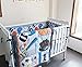 F.C.L 8 Pieces Baby Boy Sport Crib Bedding Set (Blue): (1)quilt,(4)bumper pads,(1) fitted sheet,(1) dust ruffle(skirt),(1) fleece blanket
