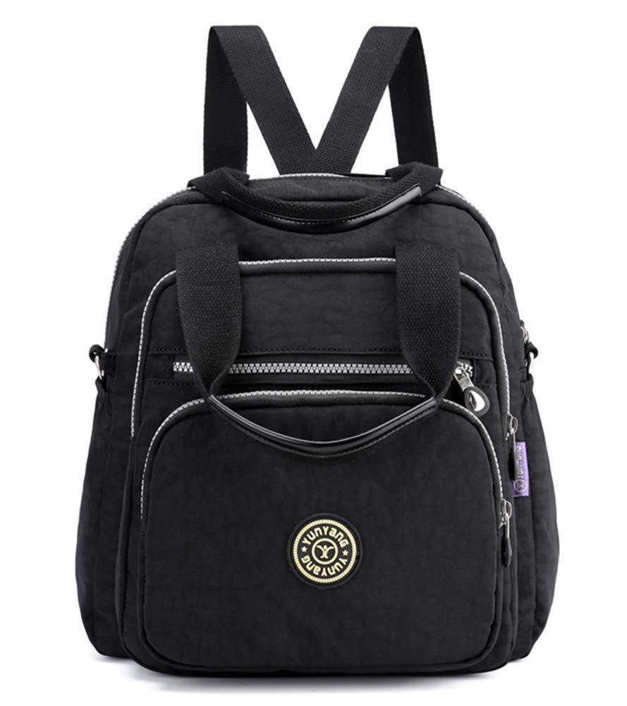 Nylon Multi-Pocket Crossbody Purse Bags for Women Travel Shoulder Bag casual Mummy bag (Black)