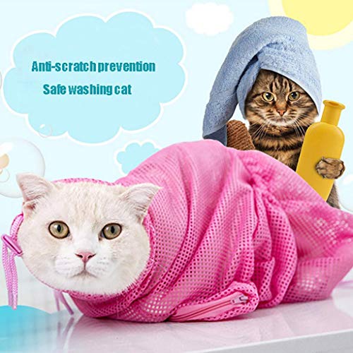 Jeeke Pet Cat Grooming Bag 丨Bathing Cat Restraint Bag 丨 Comfortable and Soft Cat Muzzle (Orange, 49cmx35cm/19.29''x13.78'') - Thumbnail 2