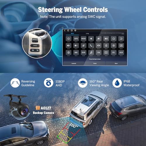 Eonon 7 pouces Android 13 2Din 6+64 Go 4G GPS CarPlay Android Auto Mise en miroir d'écran Écran partagé Charge rapide BT WiFi Bouton de volume Unité principale avec caméra de recul Autoradio UX6S