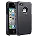 UARMOR Case for Apple iPhone 4 / iPhone 4S, Hybrid Dual Layer Protective Case with Hard Plastic and Soft Silicone Shockproof Durable Fullbody Protection Case, Black