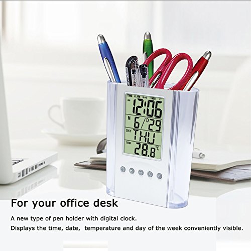 Buy A new type of pen holder with digital clock. Displays the TIME