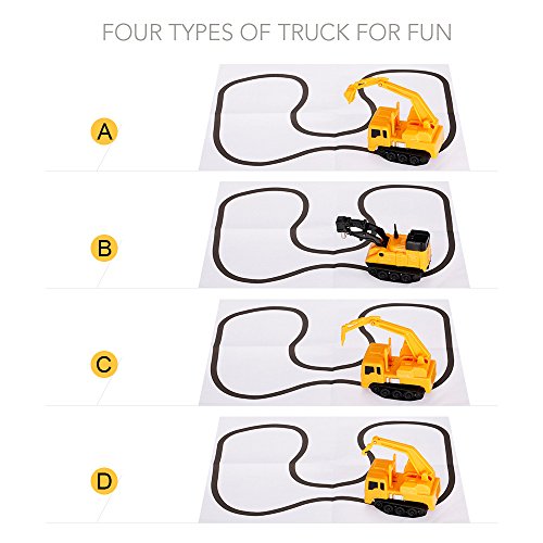 Goolsky GOLD LIGHT Magic Mini Construction Truck Driller Follow Black Drawn Line Toy Car