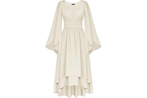 Scarlet Darkness Women Renaissance Costume Split Bell Sleeve Double Layered High Low Dress