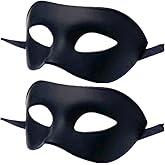 Men Women Masquerade Mask, Venetian Rome Half Face Eyes Masks Mardi Gras Themed Party Costume Cosplay Sets (Black, 2pcs)