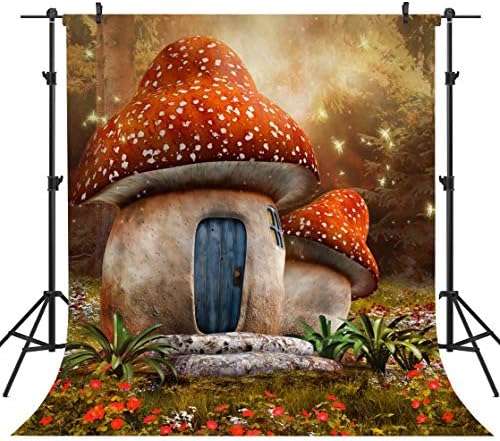 GzHQ 8X8FT Mushrooms In The Forest Seamless Vinyl Photography Backdrop Photo Background Studio Prop TP125