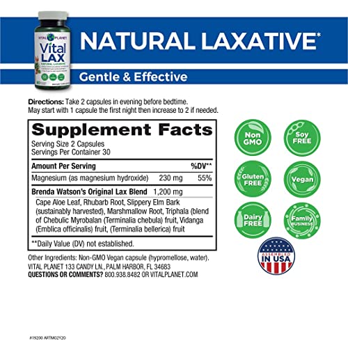 Vital Vital Lax Natural Laxative Colon Cleanse Supplement for