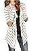 Relipop Women Black and White Striped Long Cardigan Loose Jacket (Large, White)