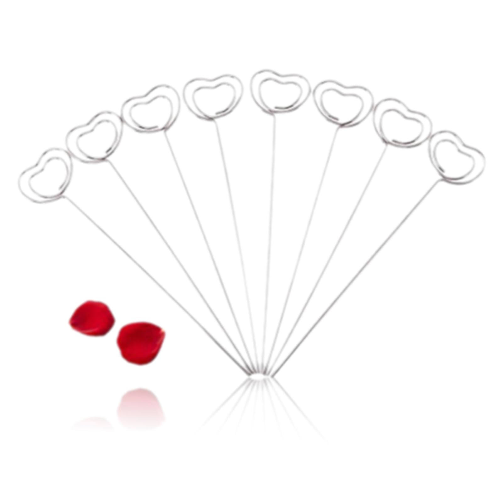 50Pcs Ring Loop Craft Wire Clips, Heart Shape Table Number Holders Photo Card Holder Picture Holders Memo Holder for Cake Decoration