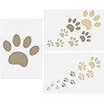 Dog Paw Stencils, 3 Pcs Paw Print Templates A4 Sheet Assorted Size Paw Prints Reusable Stencils for DIY Crafts Painting Home Decor Baby Kids Nursery Bedroom 11.7"x 8.26"