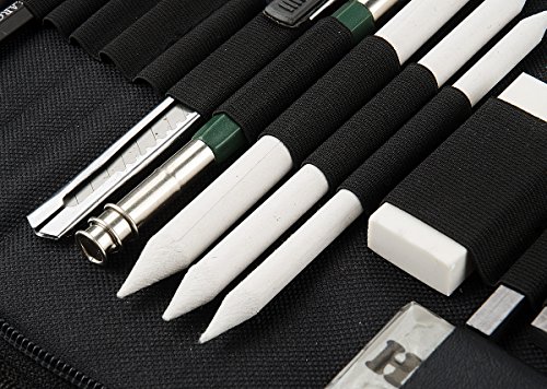 12 Set Graphite Pencils 5H, 4H, 3H, 2H, HB, B, 2B, 3B, 4B, 5B, 6B, 8B Graphite Pencils, Graphite Pencils Set with Pastel Pencils, Paper Erasable Pen, Zippered Carry Case - Thumbnail 5