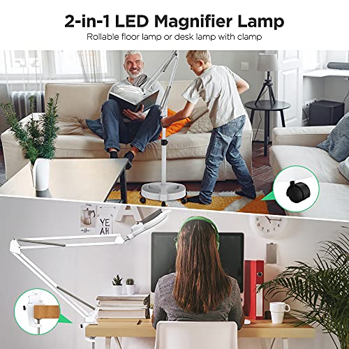 EasyinBeauty LED Magnifying Floor Lamp with Wheels 2in1 Rolling