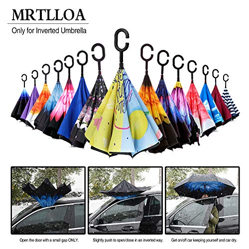 MRTLLOA Double Layer Inverted Umbrella with C-Shaped Handle, Anti-UV Waterproof Windproof Straight Umbrella for Car Rain Outdoor Use (N-Lemon)