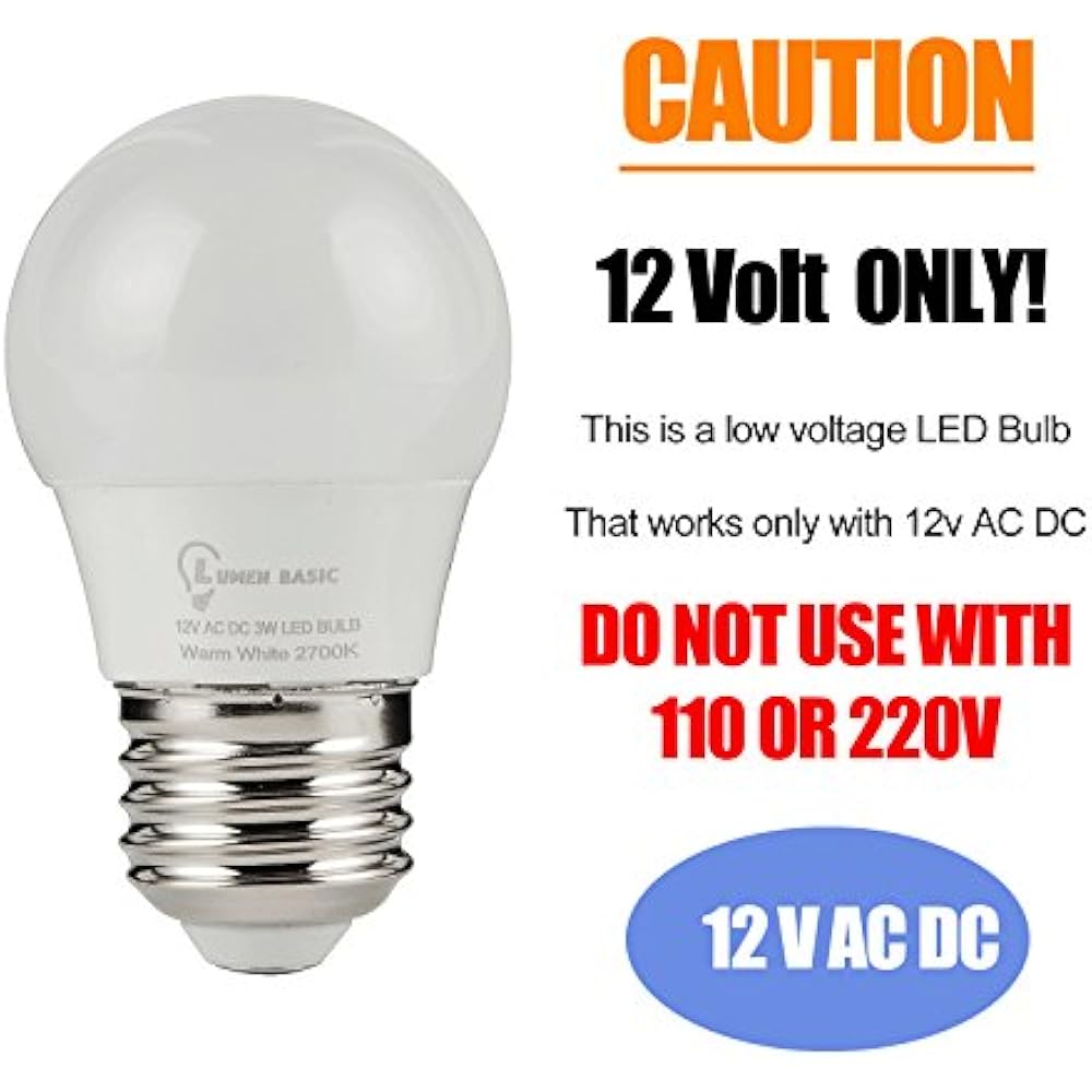 12V LED Bulbs E26 E27 12vdc 12vac Light Low Voltage Edison AC DC
