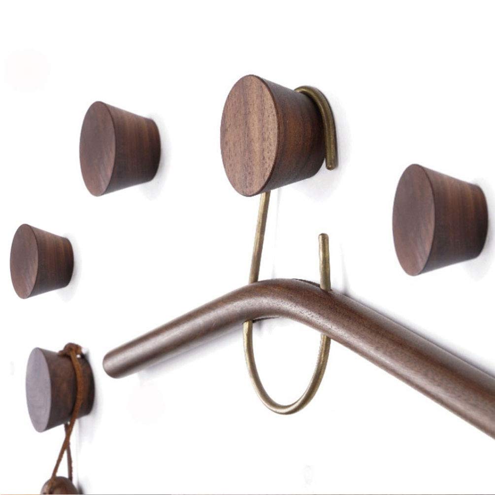 CASKIE Wooden Coat Hook 5 Pack, Wood Wall Hat Hook, Wooden Coat Peg Coat Hanger, Heavy Duty Hooks for Hanging Clothes, Coats, Hats, Robes, Towels, Bedroom, Closet, Bathroom, Entryway