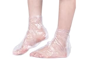 DAMSALE 200PCS Clear Plastic Disposable Booties, Paraffin Bath Liners for Foot Pedicure Hot Spa Wax Treatment, Larger Thicker Thermal Therapy Feet Covers Bags Plastic Socks Liners XL