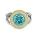 Bling Jewelry Gold Plated Silver Simulated Aquamarine CZ Double Cable Ring