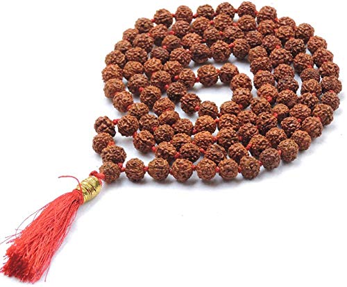 A1SONIC® Tibetan Buddhist Meditation 108 Beads Genuine Rudraksha prayer beads necklace hand knotted mala