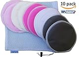 Washable Organic Bamboo Nursing Pads,(10 Pack)+BONUS # Laundry Bag & E-book! Super Soft Nursing Bra Pads,Reusable,Washable, Leakproof, Non-Toxic, Hypoallergenic Breastfeeding Pads.