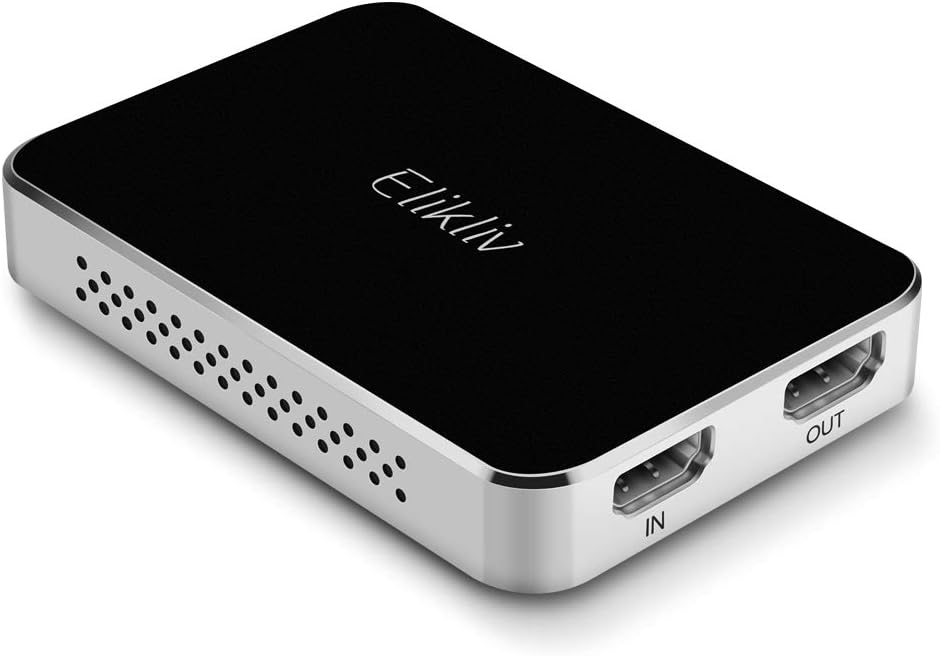 Elikliv Updated Game Capture Compatible for PS4 Pro XBOXONE SWITCH USB 3.1 Record in 1080P60 with Mic Input Ultra Low Latency