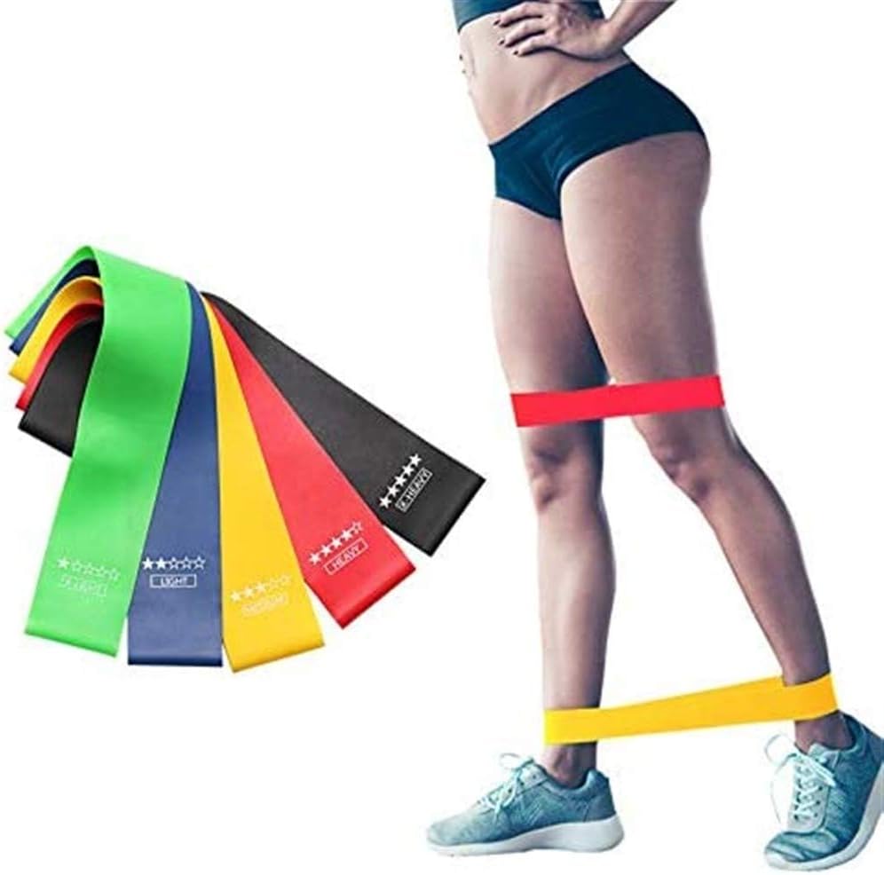 5 Piece Resistance Bands Skin Friendly, Workout Bands for Legs and Butt, Physical Therapy, Stretching, Home Fitness, Rehab, Yoga - Free Carry Pouch Included