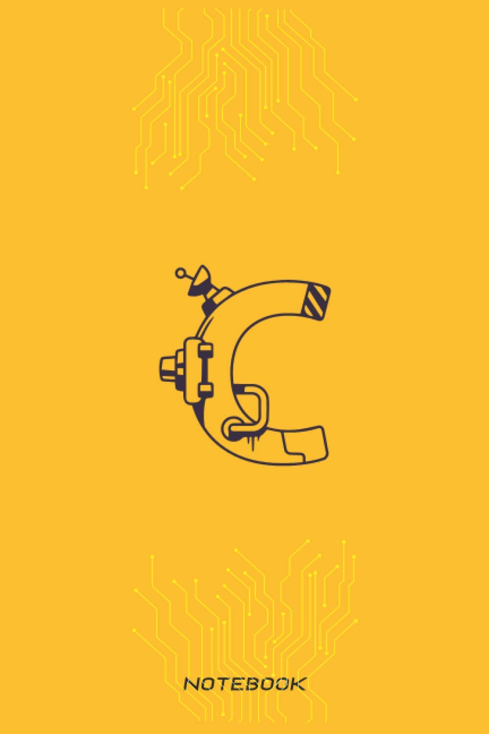 Notebook Mechanical robot style Monogram Initial Letter C: personalized Notebook 6" x 9"/Journal,120 lined pages