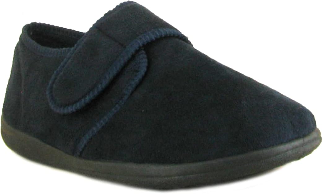 Shuropody Charles Mens Memory Foam Slippers Men's Slip On, Velcro Strap
