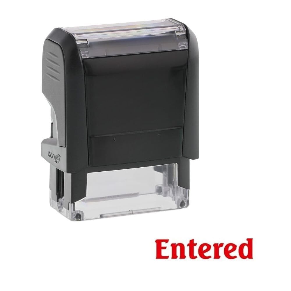 Entered Stamp – Self Inking Red Ink Stamper – 24 x 7mm