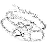 Flongo Womens Ladies Elegant Stainless Steel Infinity Love Valentine Anniversary Link Bracelet