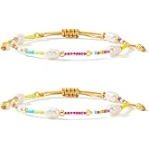 Opalencian Pearl Gold Beads Elastic Bracelet for Women,Dainty Bead Bracelets Charm Handmade Fashion Jewelry Gifts